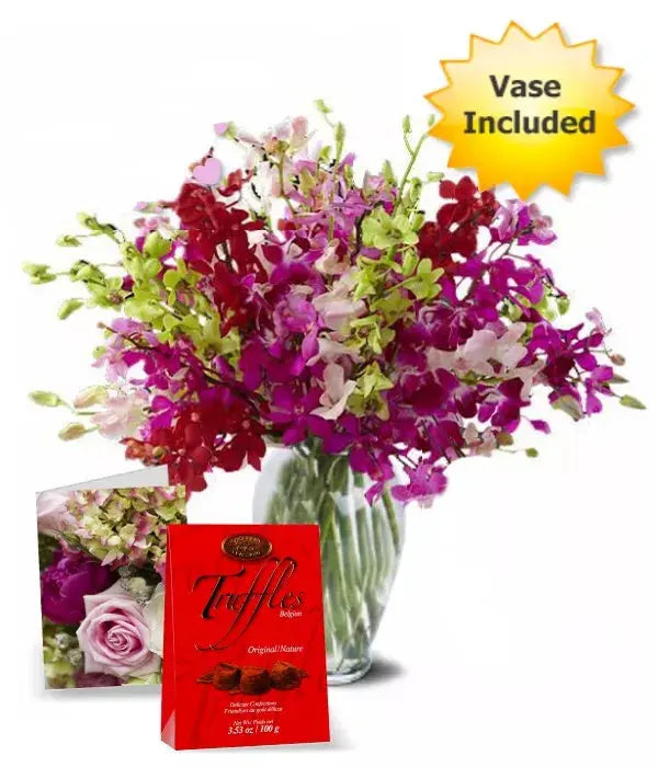 "Evergreen Caress | Arrangement in Vase Aussie Blooms"
