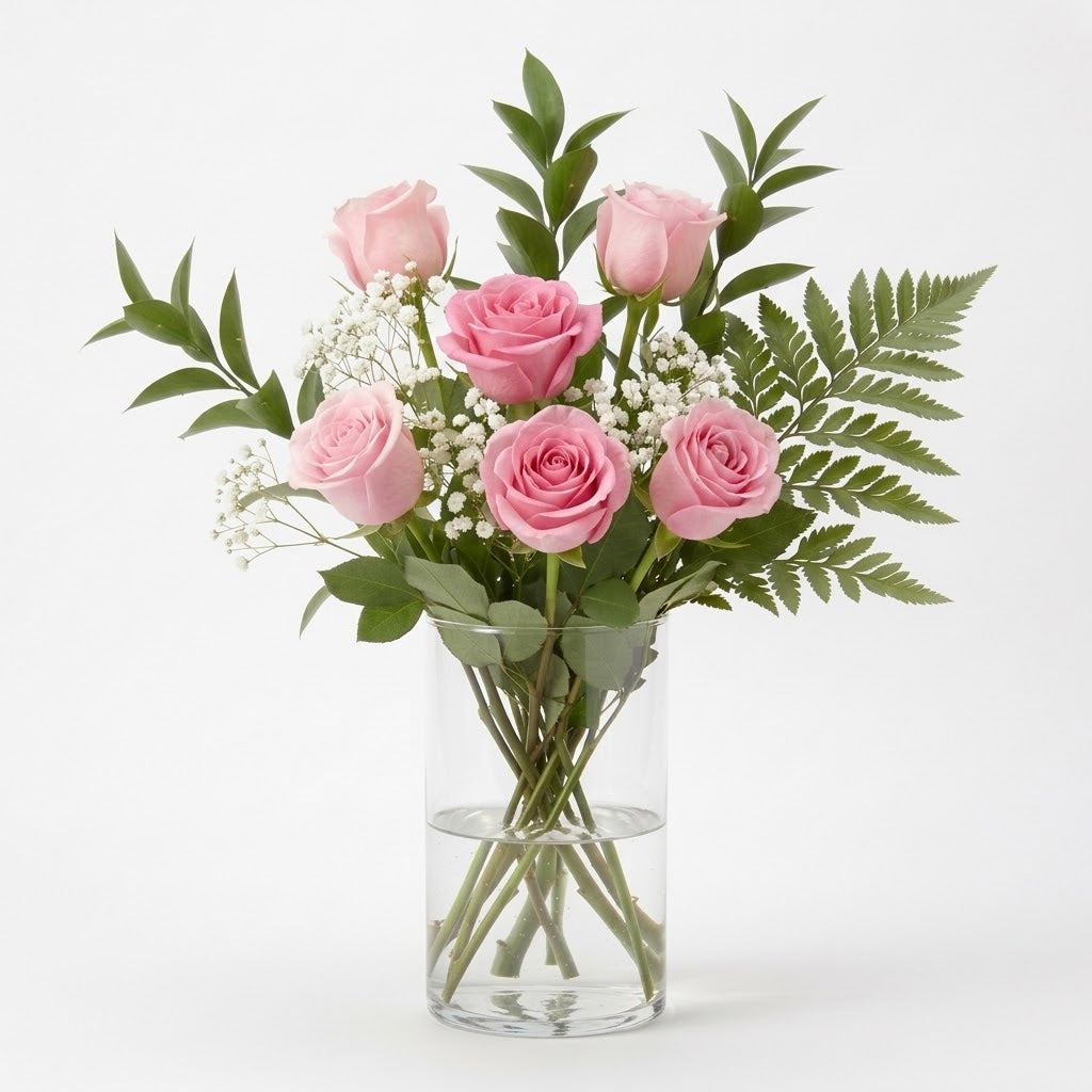 Half Dozen Long Stemmed Pink Roses