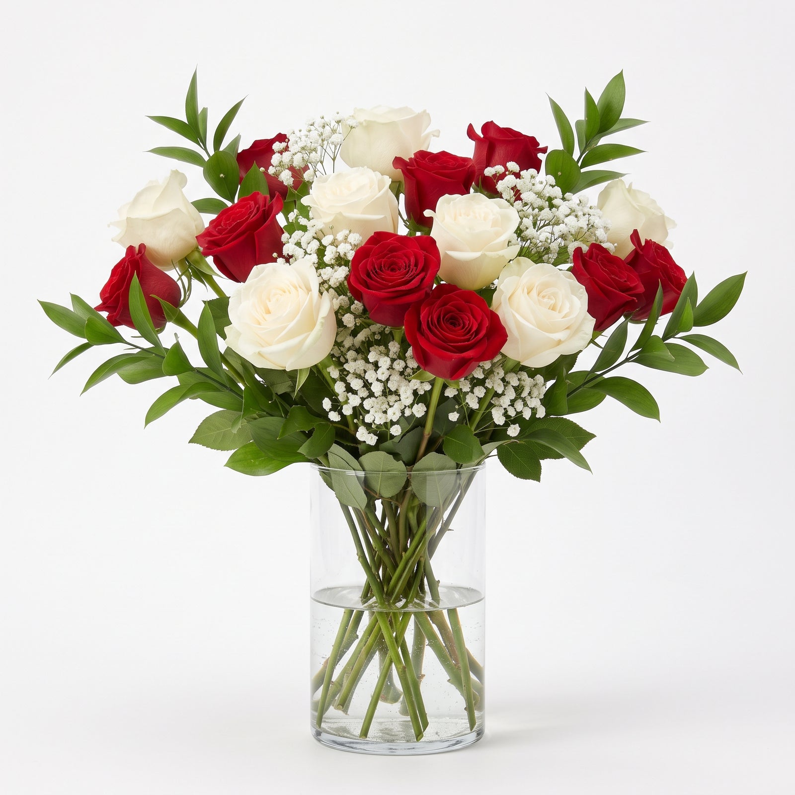 Premium White and Red Roses