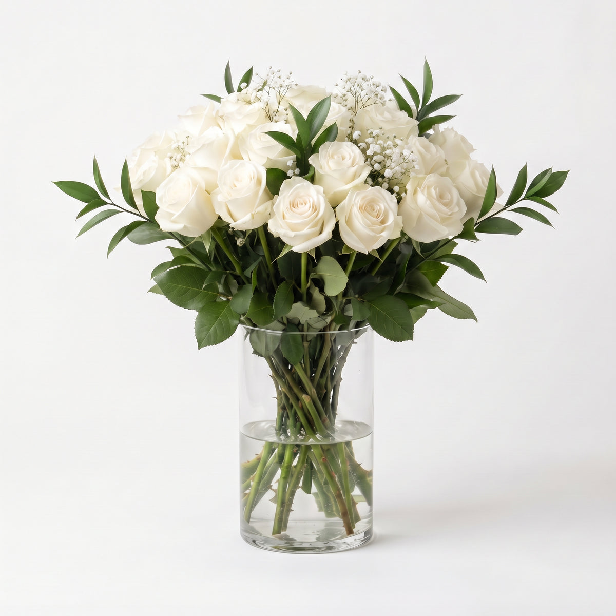 Long Stemmed Pink and White Roses