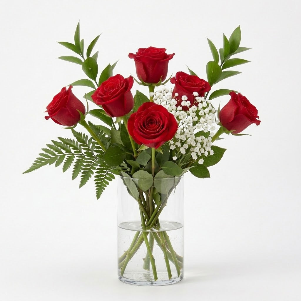 Half Dozen Long Stemmed Red Roses