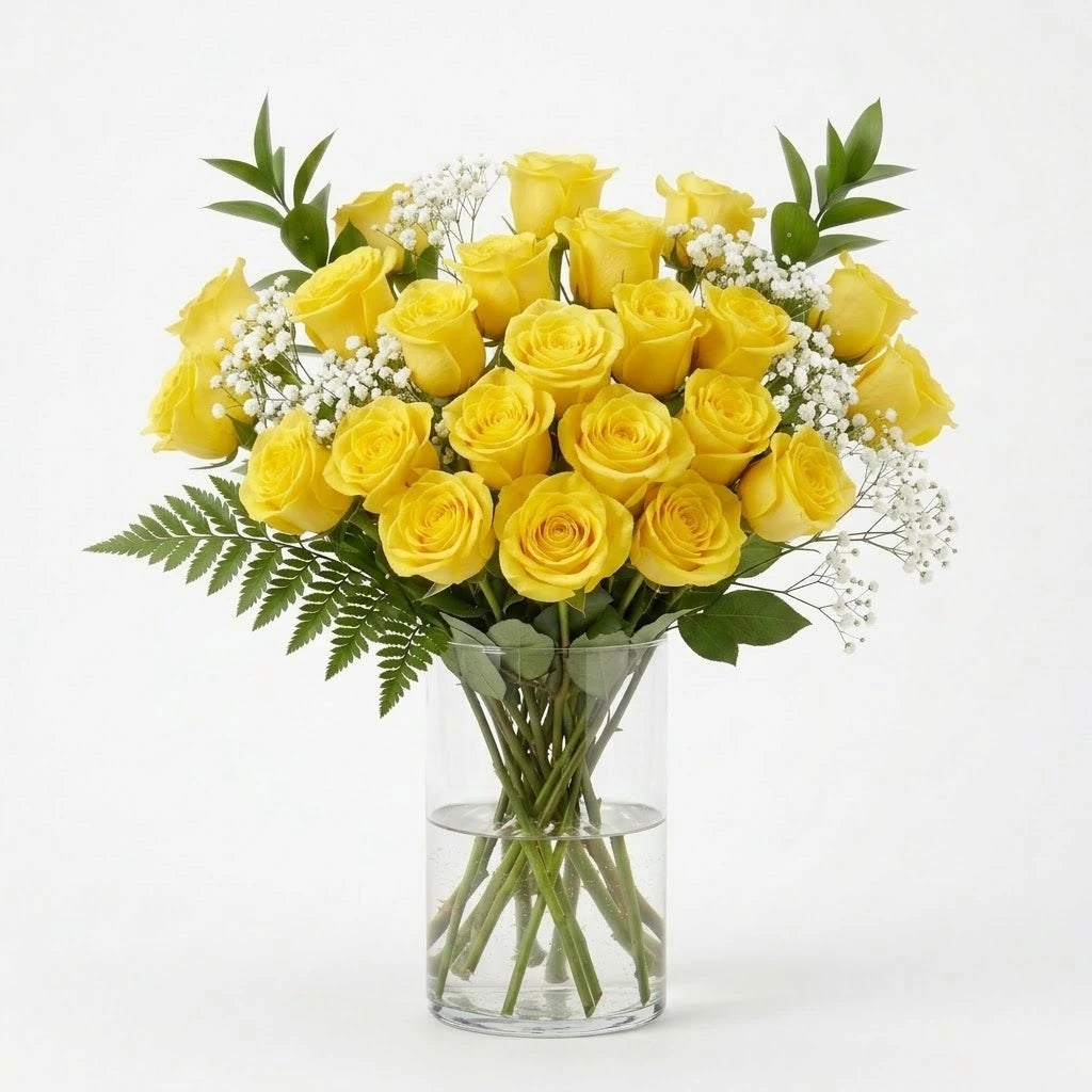 Long Stemmed Red and Yellow Roses