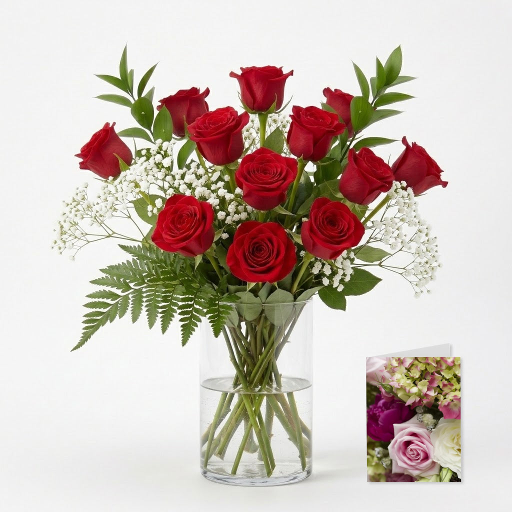 One Dozen Boxed Red Roses