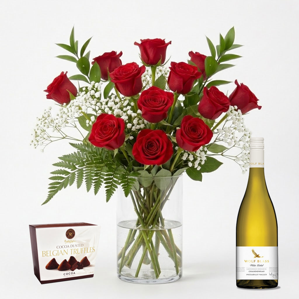 Dozen Red Roses, Wine &amp; Truffles