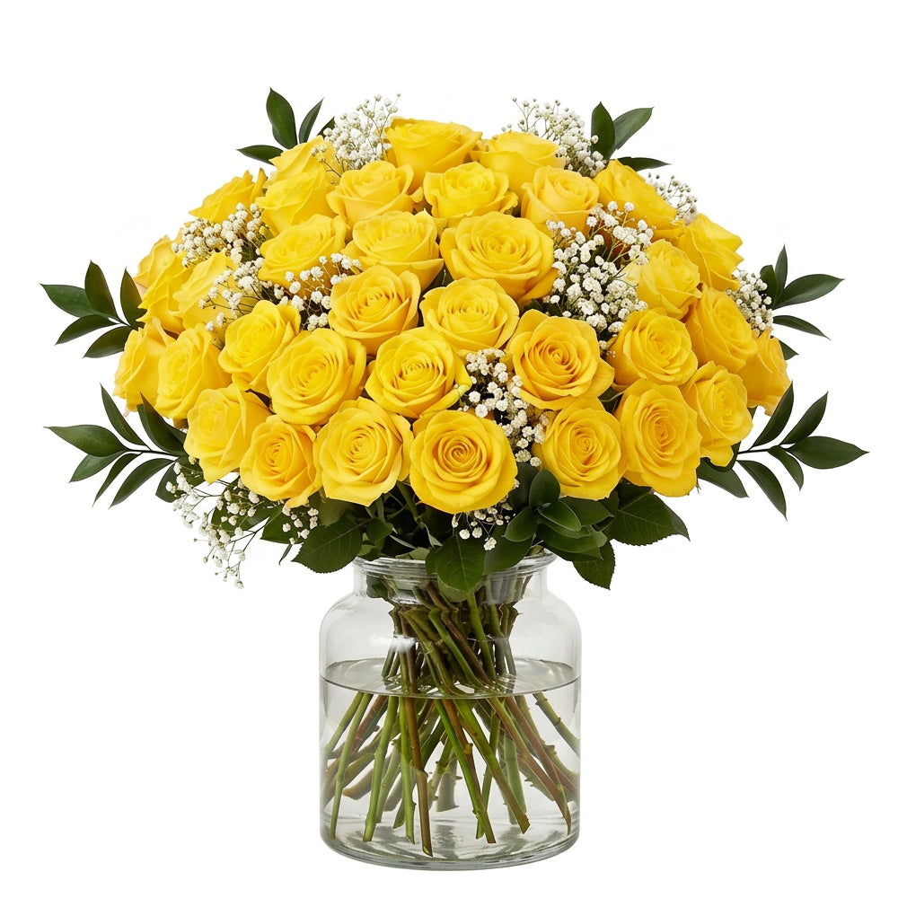 Three Dozen Long Stem Yellow Roses