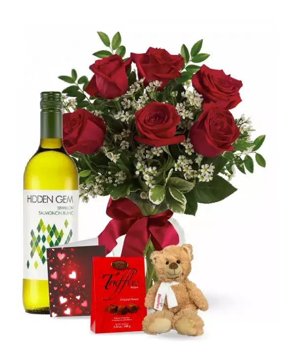 Valentines Rose & Wine Combos
