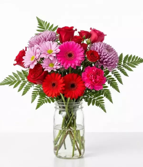 Cherry Bomb Bouquet in Mason Jar