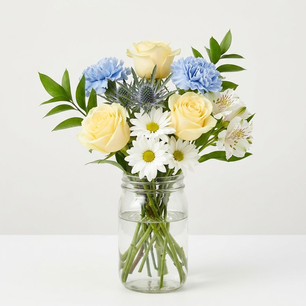 Beautiful in Blue in Mason Jar