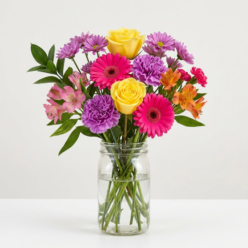 Garden Party Bouquet in Mason Jar