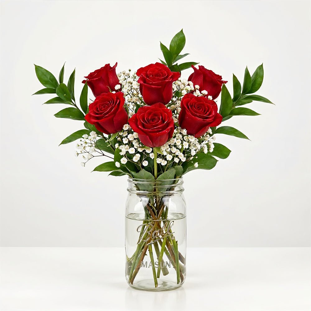 Sweetheart Roses in Mason Jar