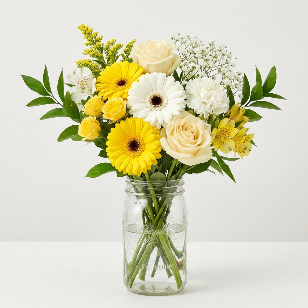 Mellow Yellow Bouquet in Mason Jar