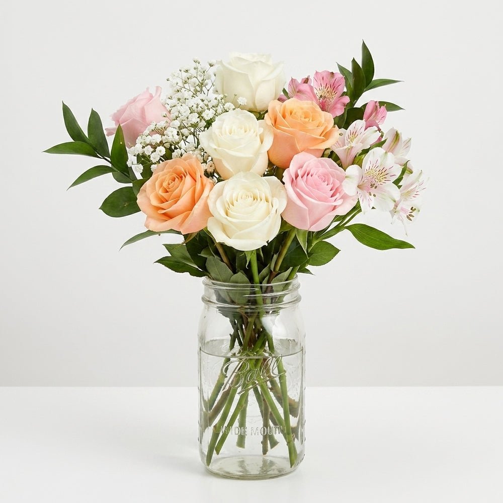 Pastel Buttercup Bouquet in Mason Jar