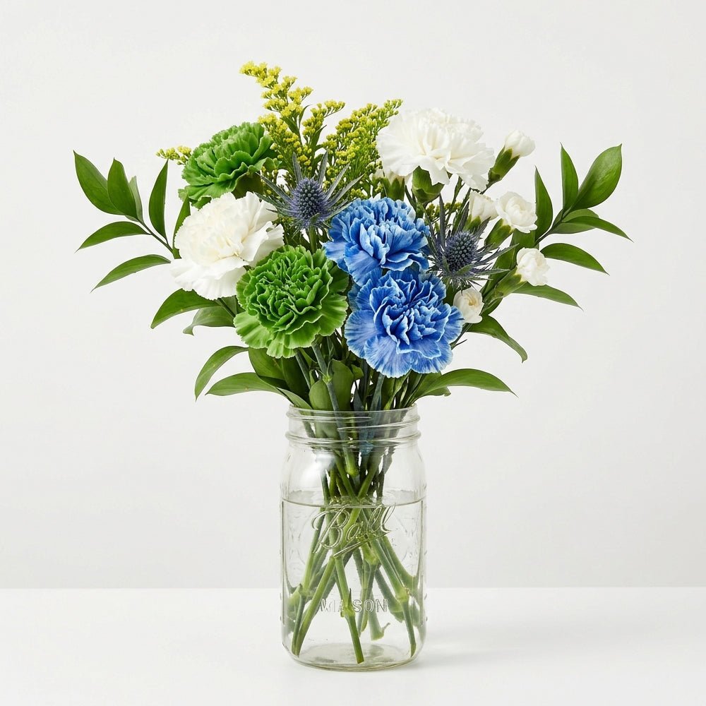 Cure the Blues Bouquet in Mason Jar