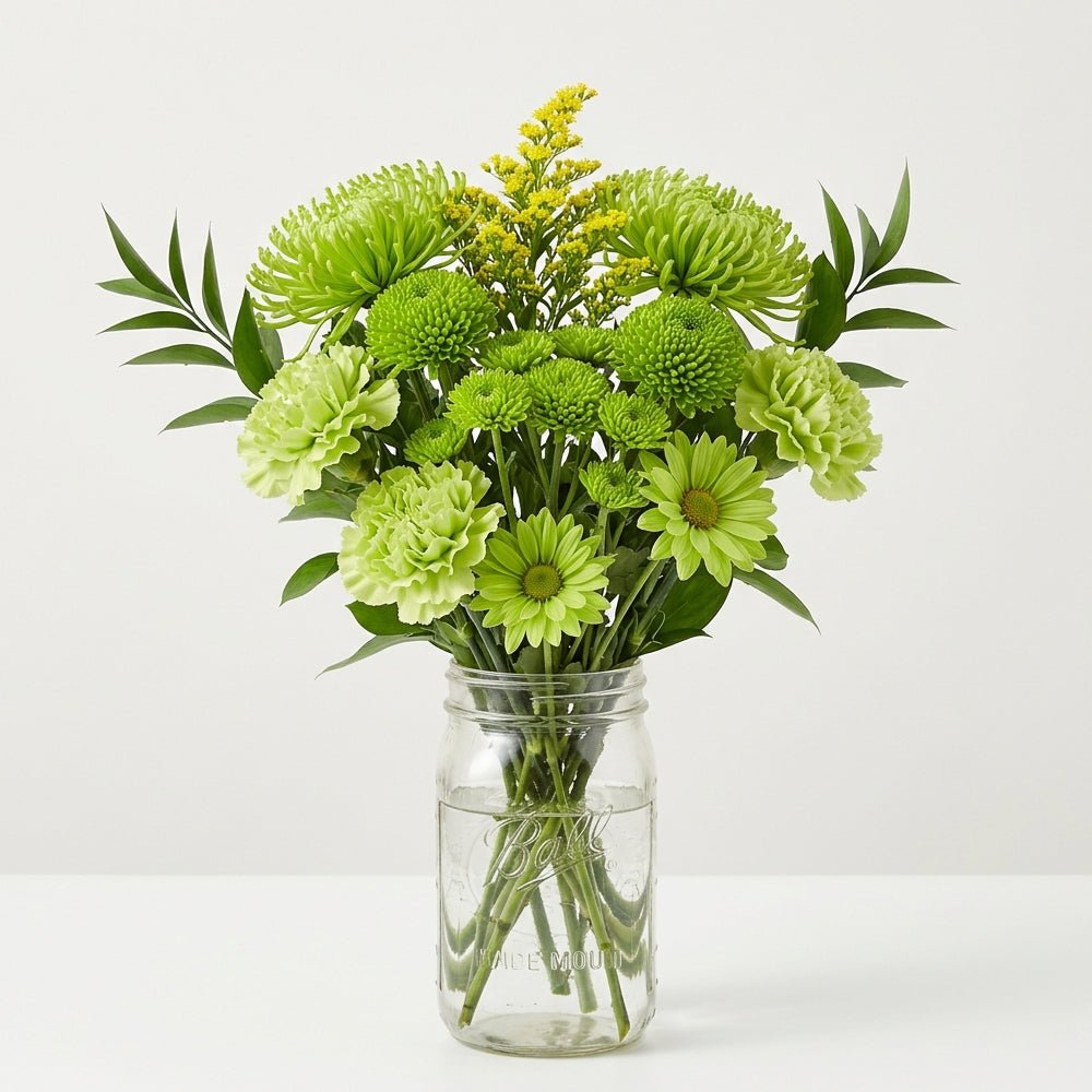 Green with Envy Bouquet in Mason Jar
