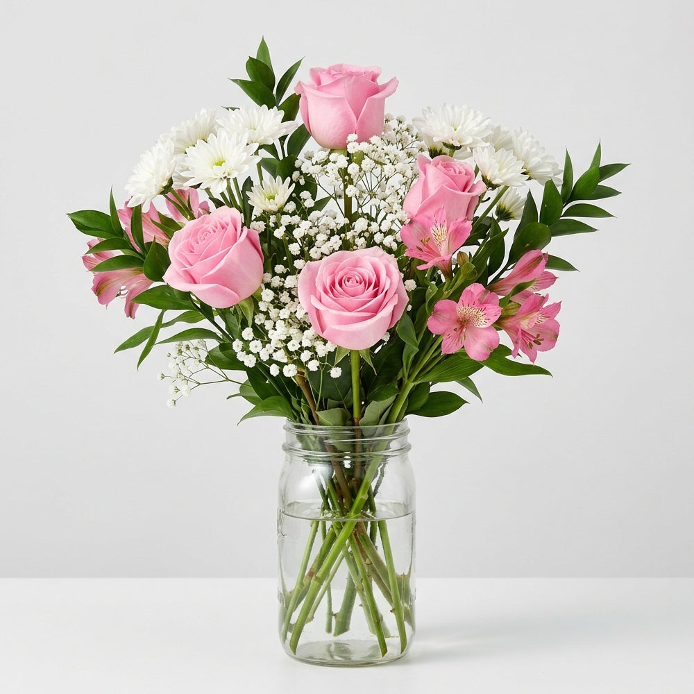 Spring Fling Bouquet in Mason Jar