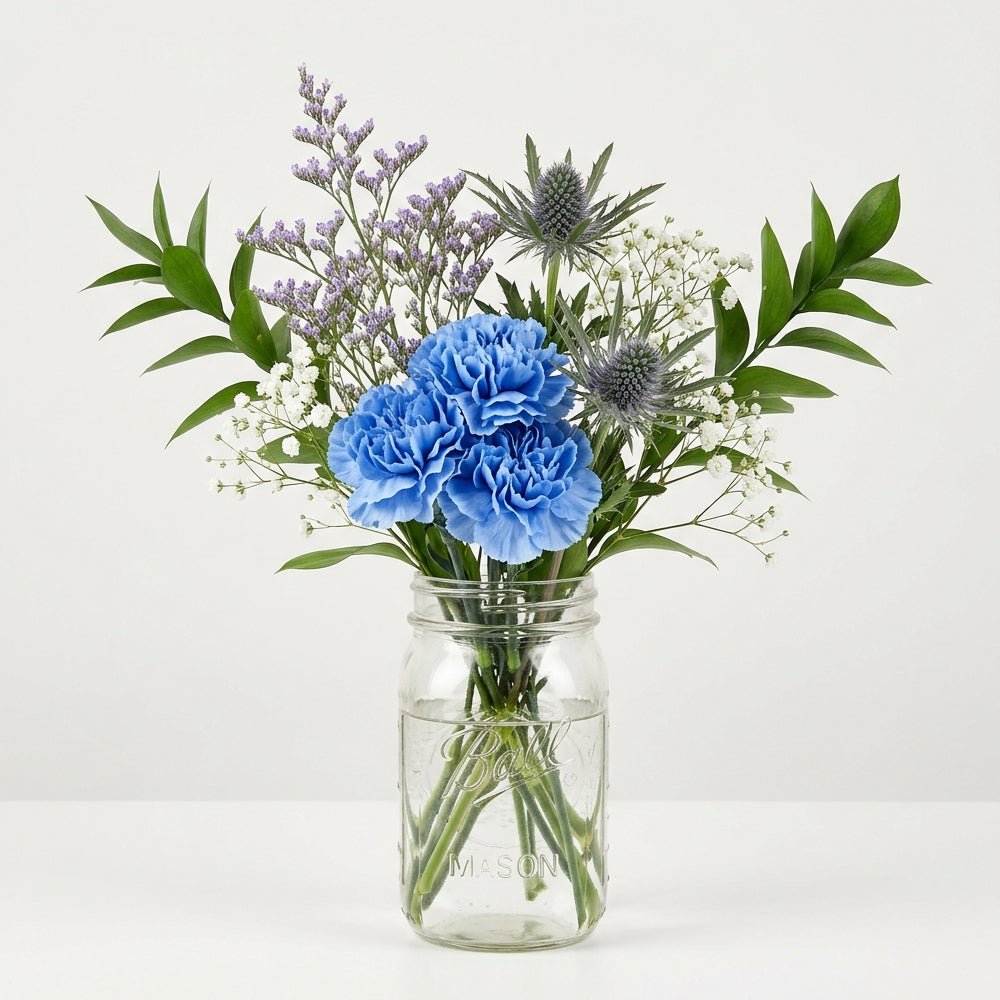 New Baby Boy Bouquet in Mason Jar