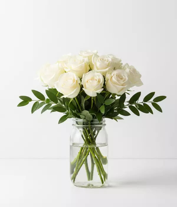 Dozen Long Stemmed White Roses