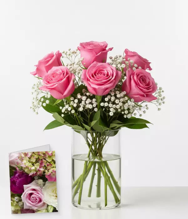 Half Dozen Long Stemmed Pink Roses