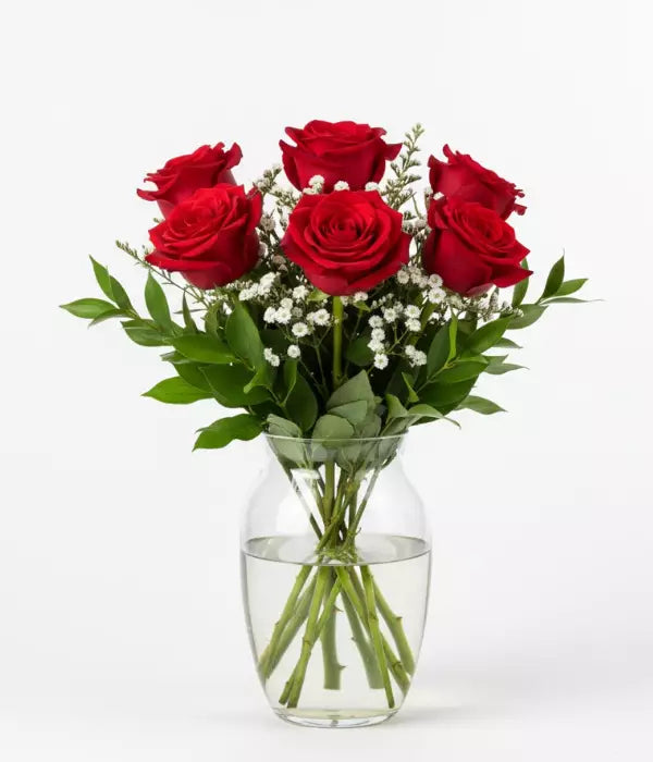 Half Dozen Long Stemmed Red Roses