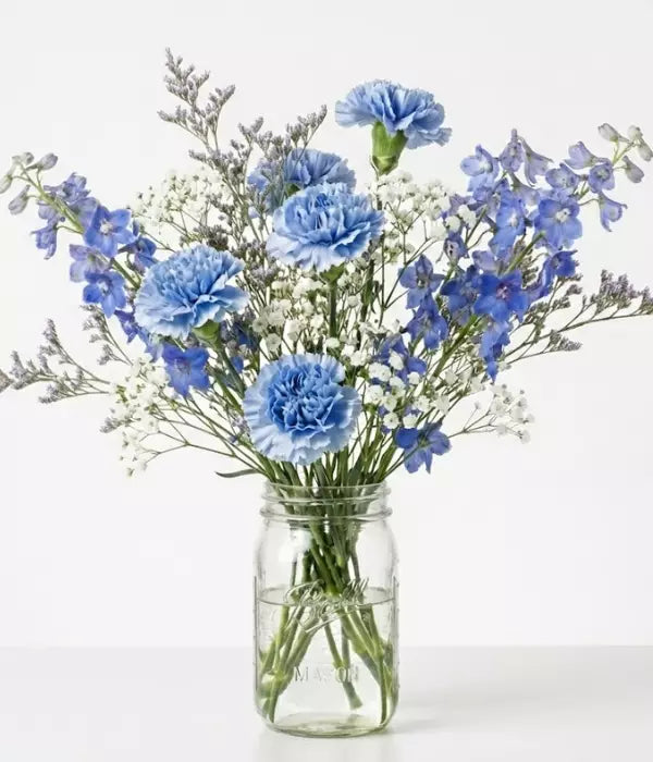 New Baby Boy Bouquet in Mason Jar