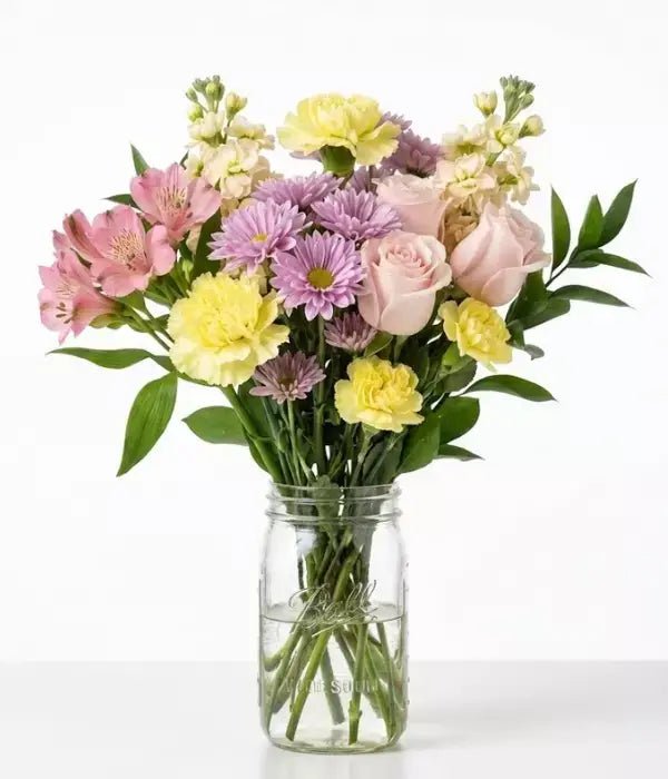 Pastel Dream Bouquet in Mason Jar