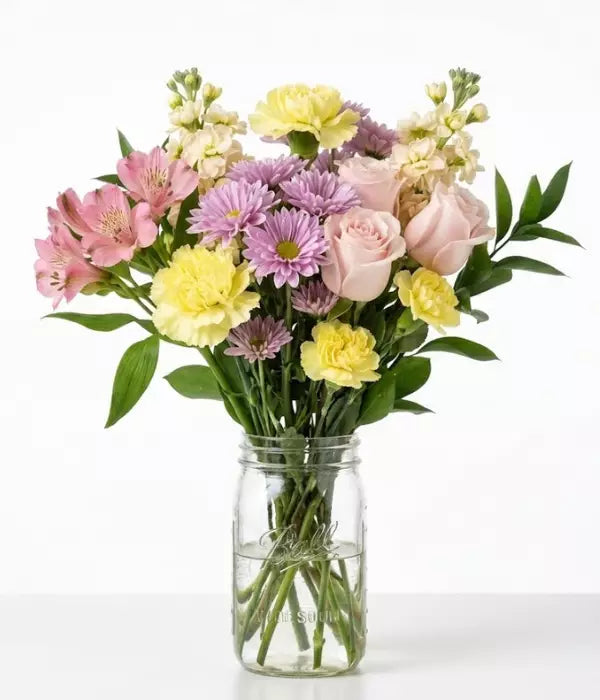 Pastel Dream Bouquet in Mason Jar