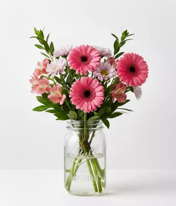 Shades of Pink in Mason Jar