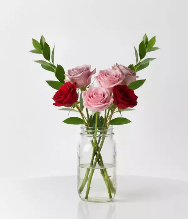 Sweetheart Roses in Mason Jar