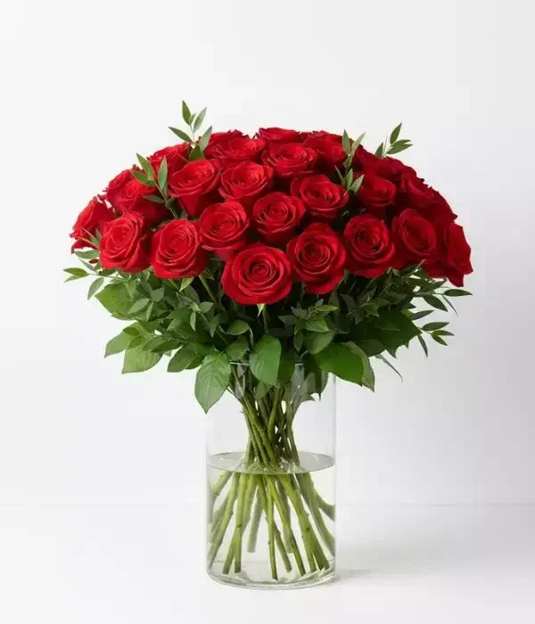 39 Roses Stems Three Dozen Long Stem Red Roses - Aussie Blooms