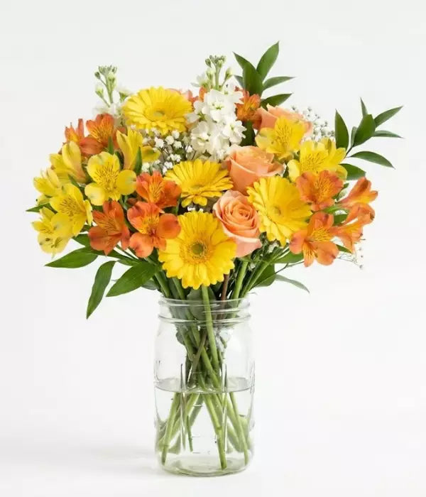 Walking on Sunshine Bouquet in Mason Jar